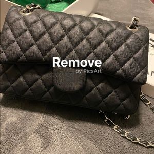 Black Flap Chain Bag with Silver Hardware